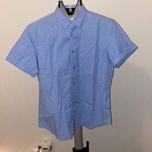 Banana Republic Blue Geometric Print Short Sleeve Button Up Medium (M) Mens